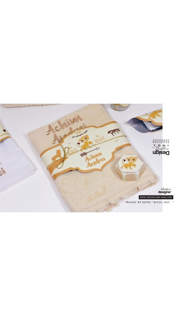 Trusou botez cu leu, brodat de inspiratie exotica, jungla, animale Micul Pui Leu 24